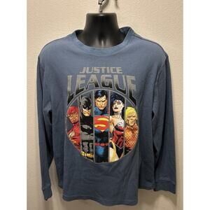 VTG MENS"JUSTICE LEAGUE LONG SLEEVE THERMAL‎ SHIRT",Comic Book Shirt XL THERMAL